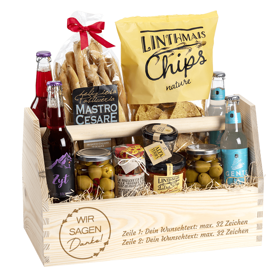 Geschenkkorb Apéro (Preis inkl. Gravur)