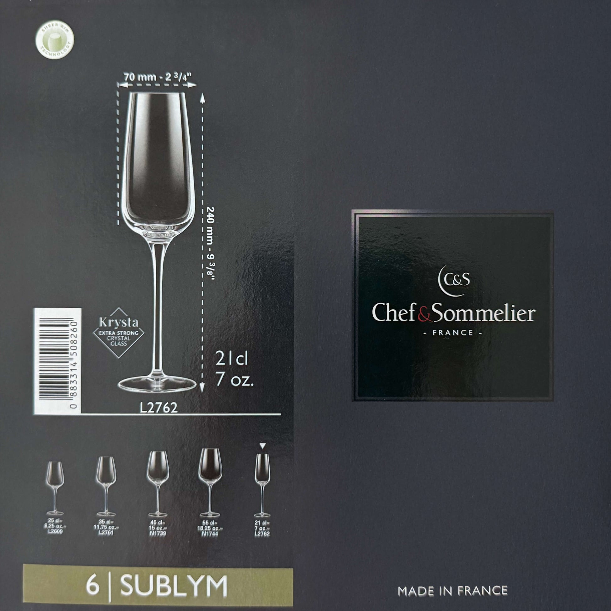 Masse des Champgnerglas