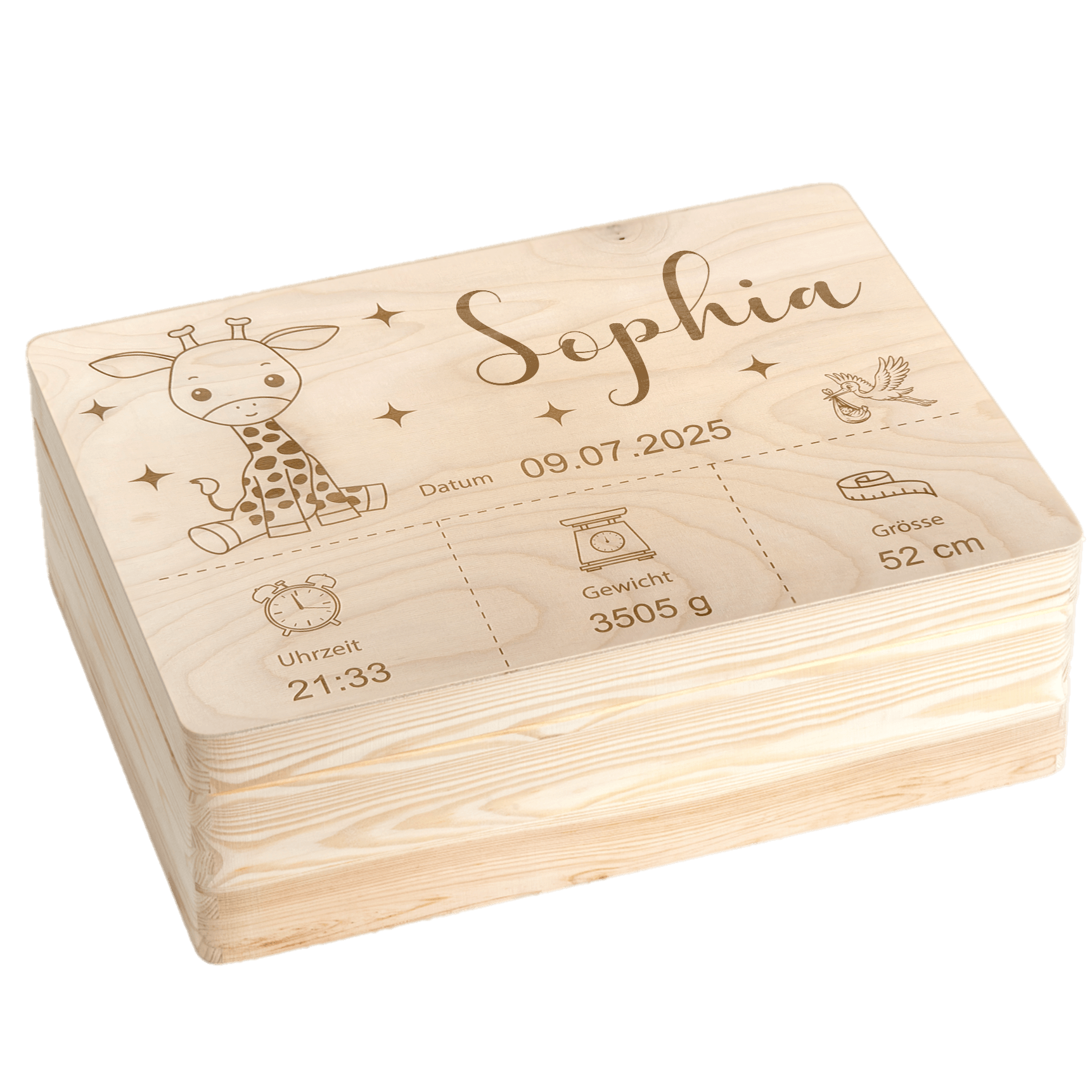 Erinnerungsbox personalisiert Baby / Kind  "Jungle Tiere" (Preis ink. Gravur)
