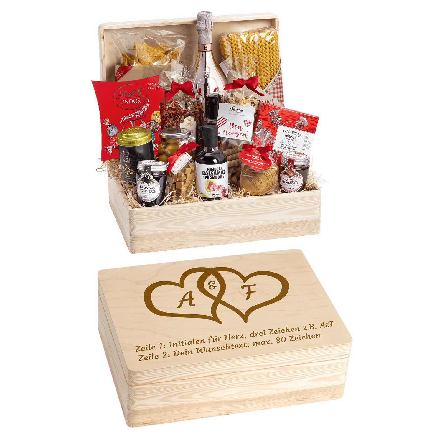 Geschenkkorb Herzensfreude - Erinnerungsbox Grande (Preis inkl. Gravur)