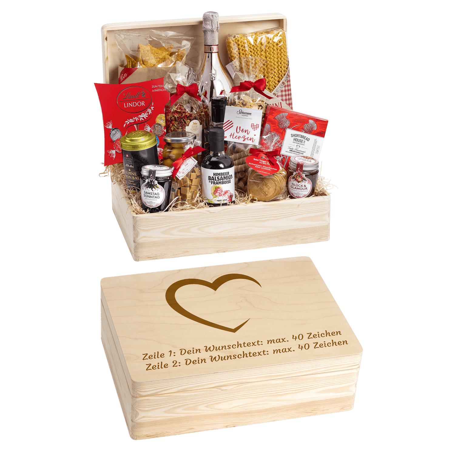Geschenkkorb Herzensfreude - Erinnerungsbox Grande (Preis inkl. Gravur)
