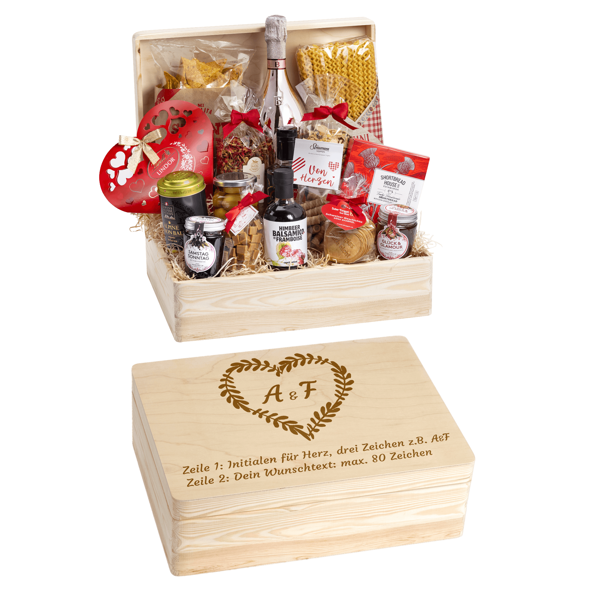 Geschenkkorb Herzensfreude - Erinnerungsbox Grande (Preis inkl. Gravur)