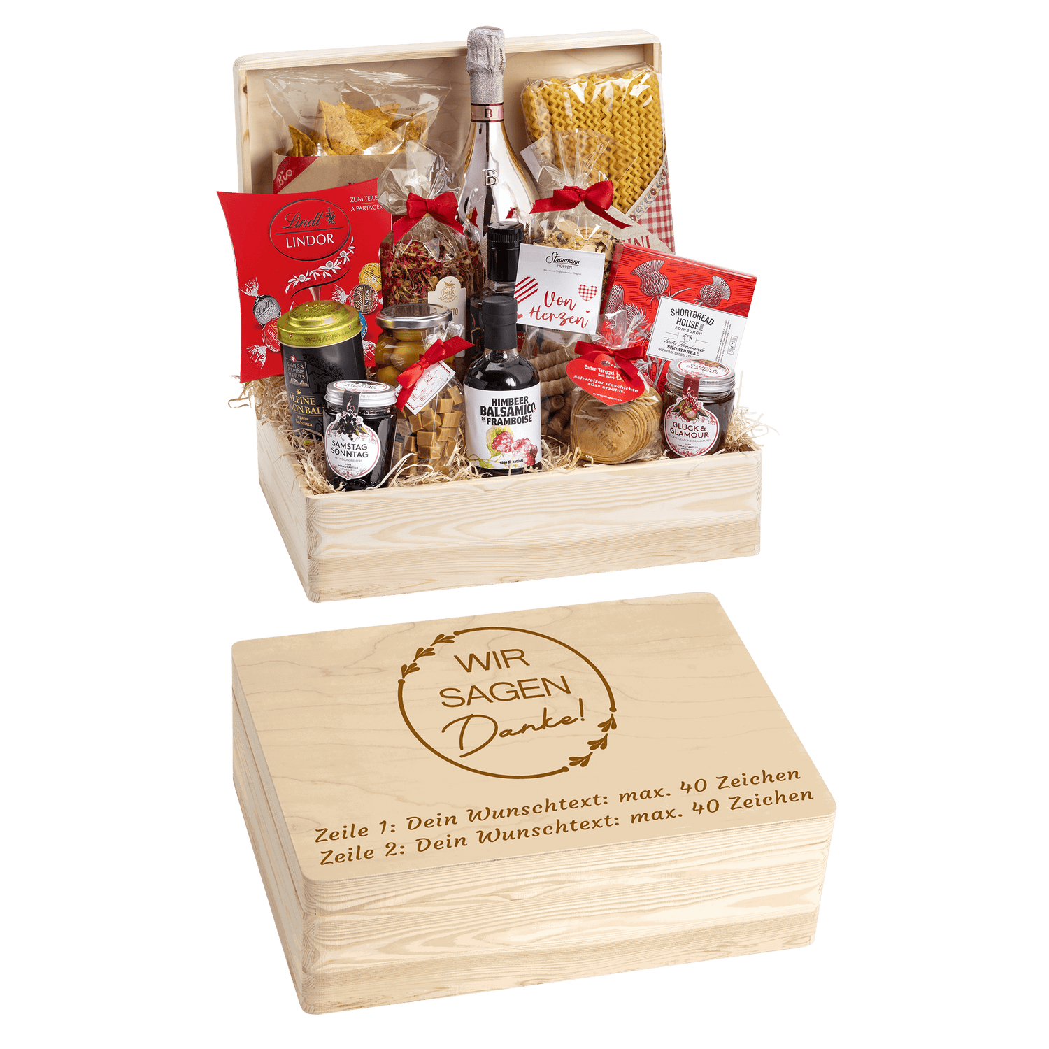 Geschenkkorb Herzensfreude - Erinnerungsbox Grande (Preis inkl. Gravur)