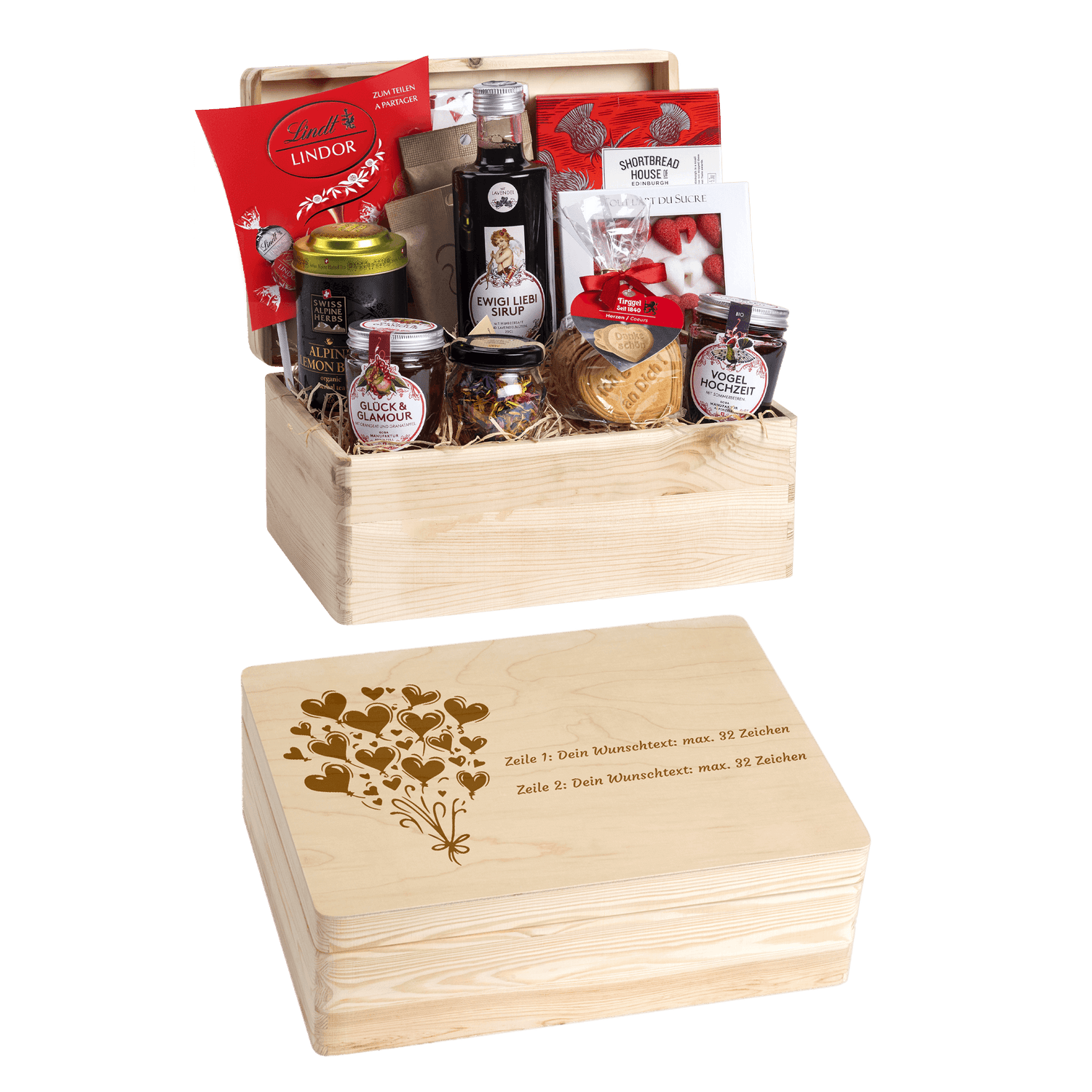 Geschenkkorb  Liebeszauber - Erinnerungsbox (Preis inkl. Gravur)