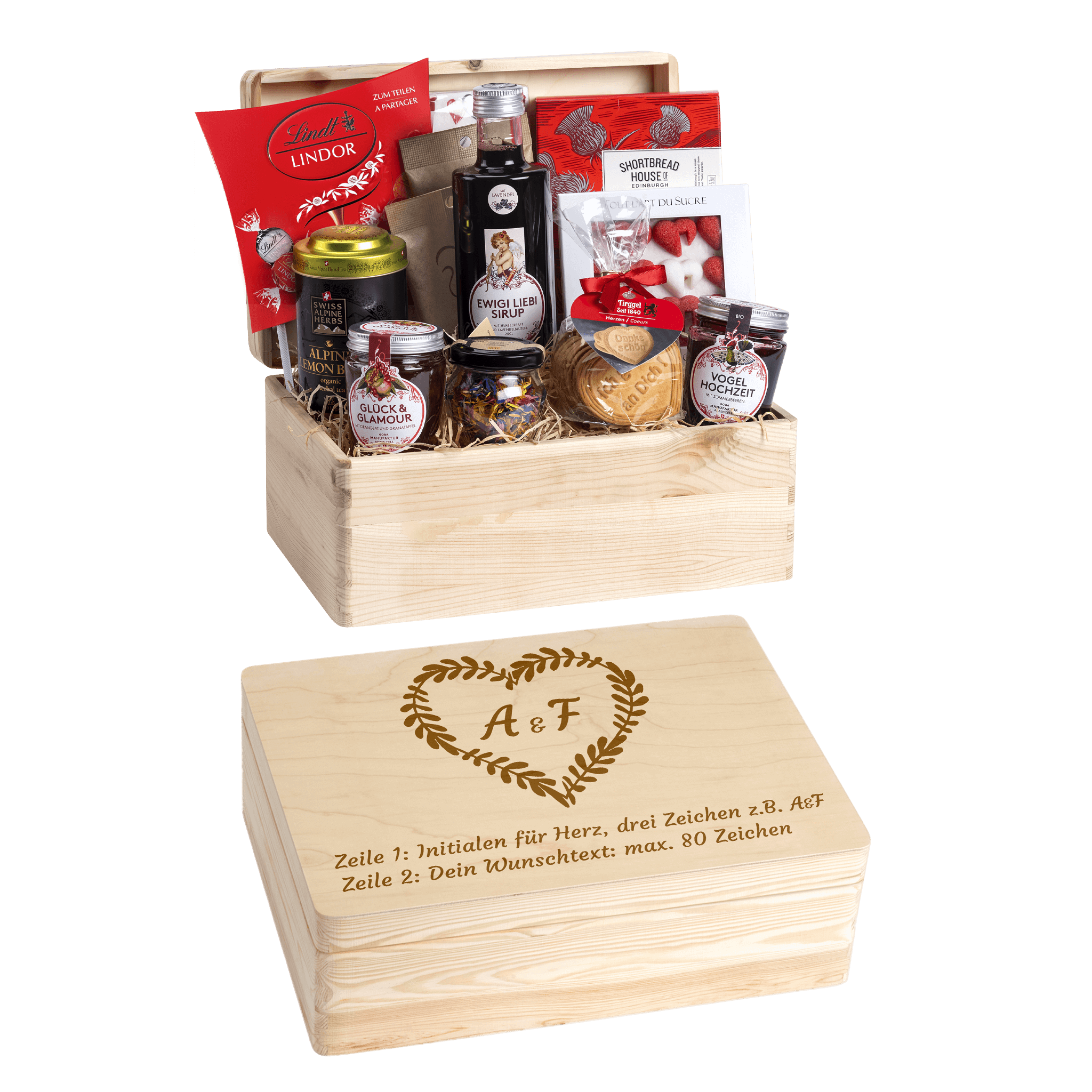 Geschenkkorb  Liebeszauber - Erinnerungsbox (Preis inkl. Gravur)