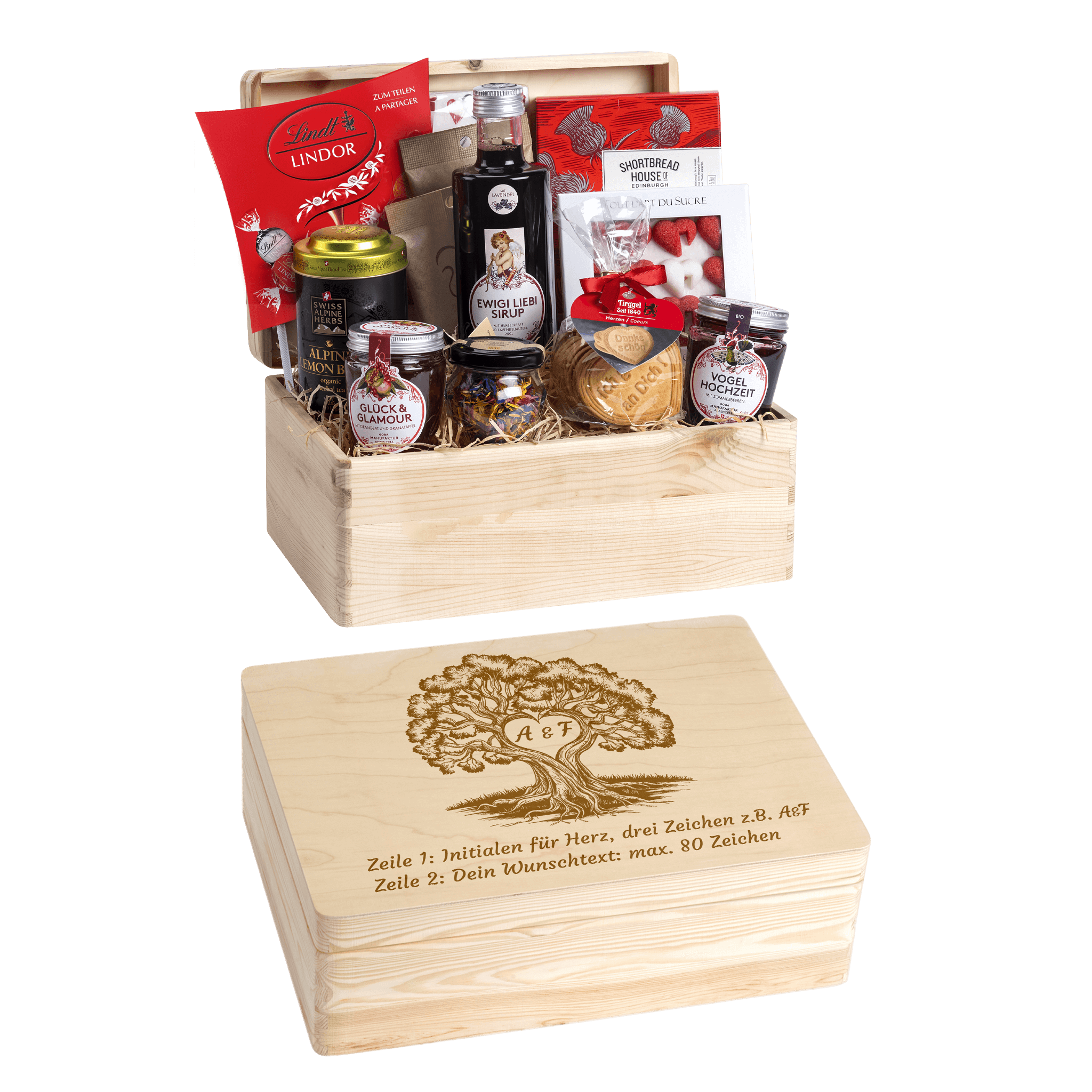 Geschenkkorb  Liebeszauber - Erinnerungsbox (Preis inkl. Gravur)