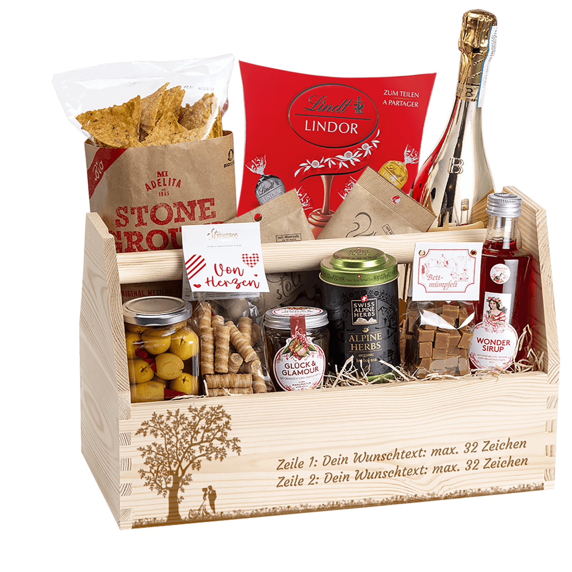 Geschenkkorb Brautpaar unter dem Baum