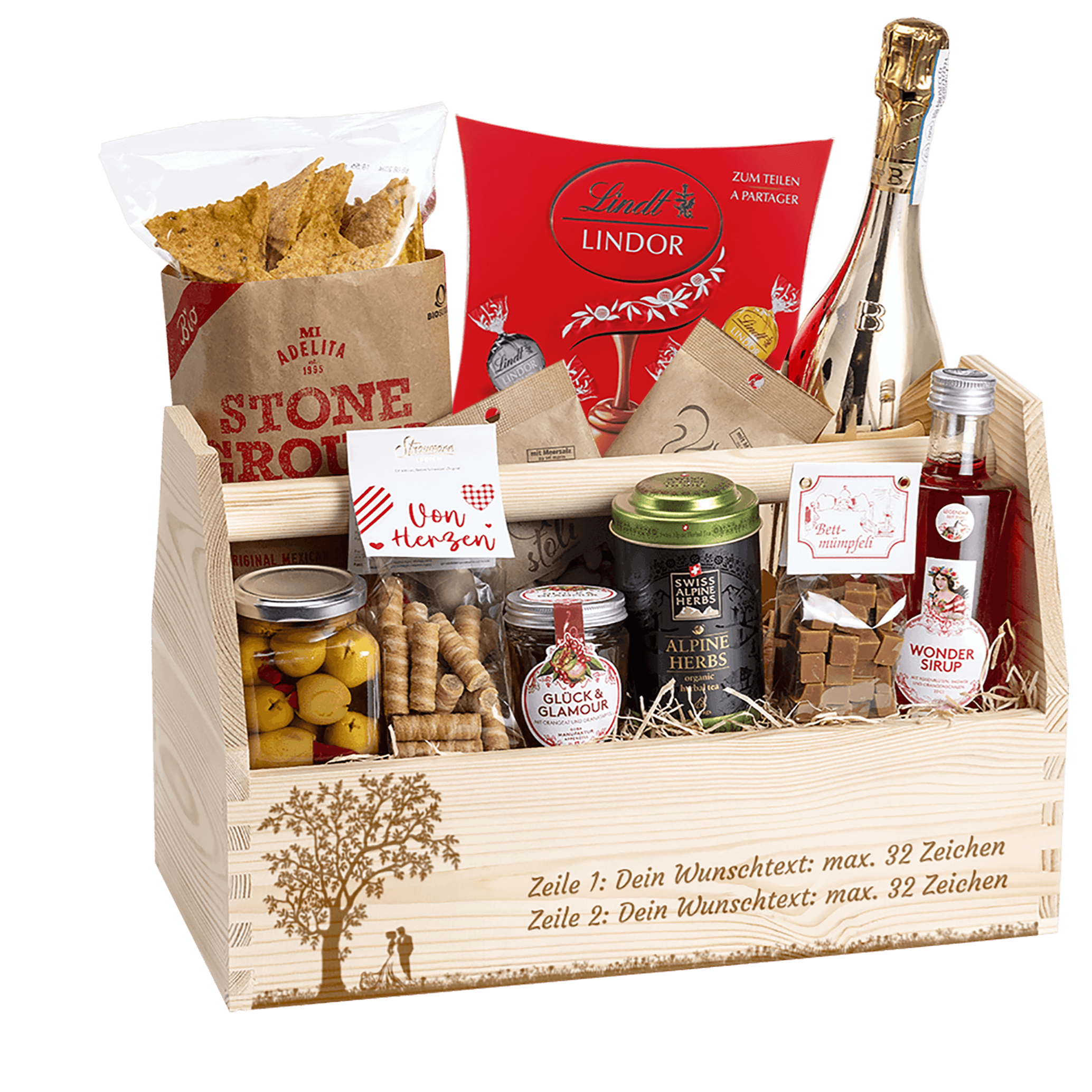 Geschenkkorb Brautpaar unter dem Baum