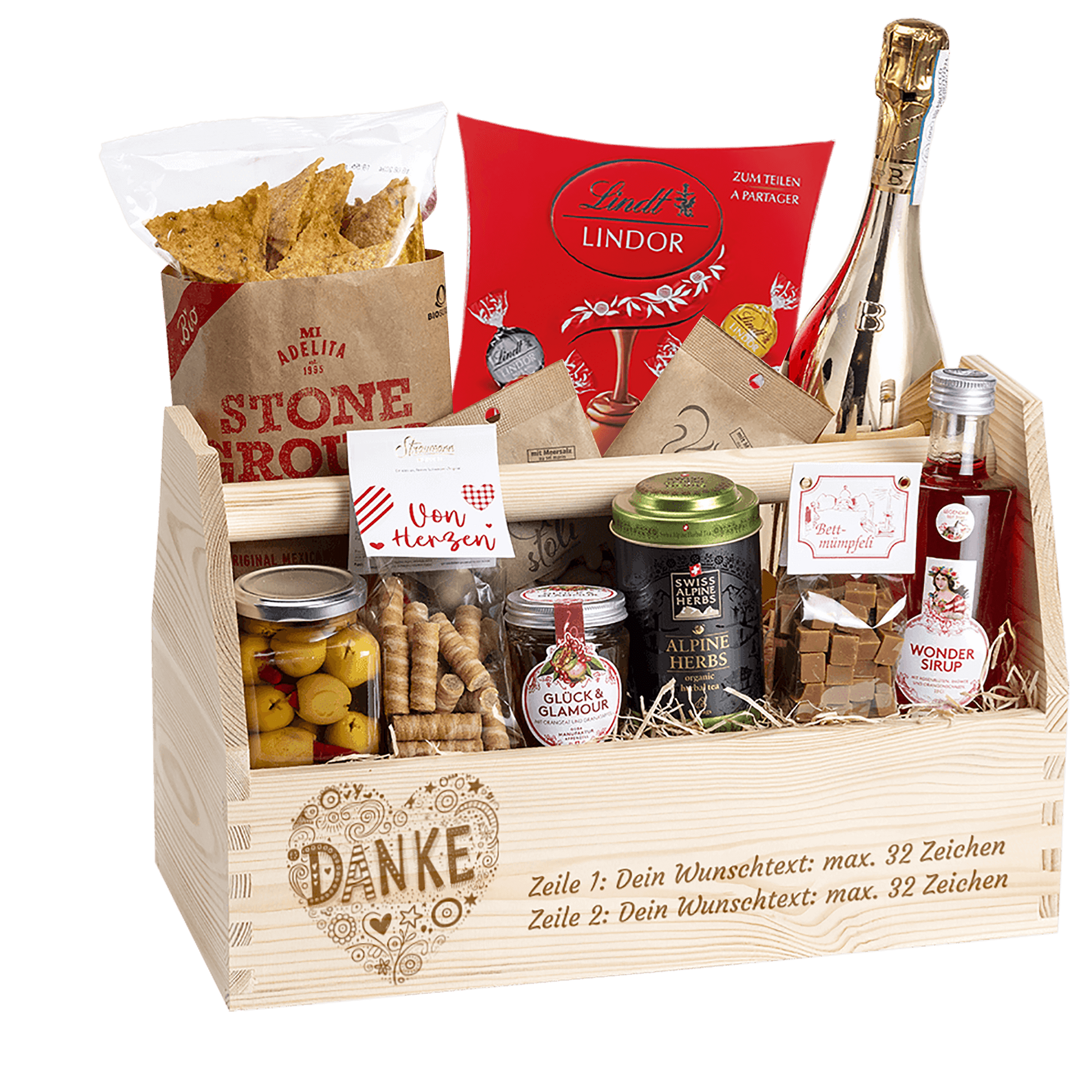 Geschenkkorb mit Motiv Danke