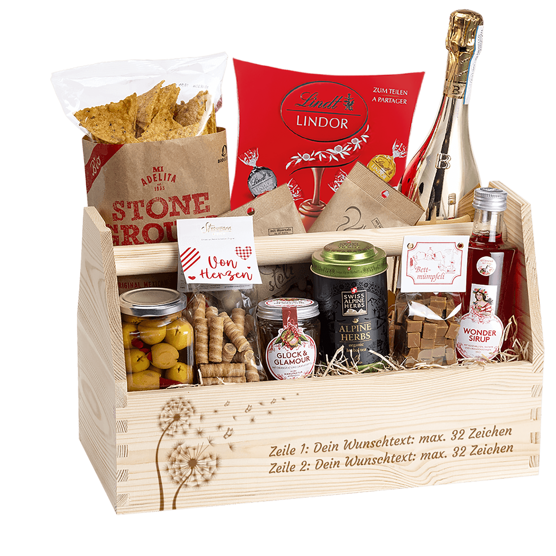 Geschenkkorb mit Motiv Pusteblume