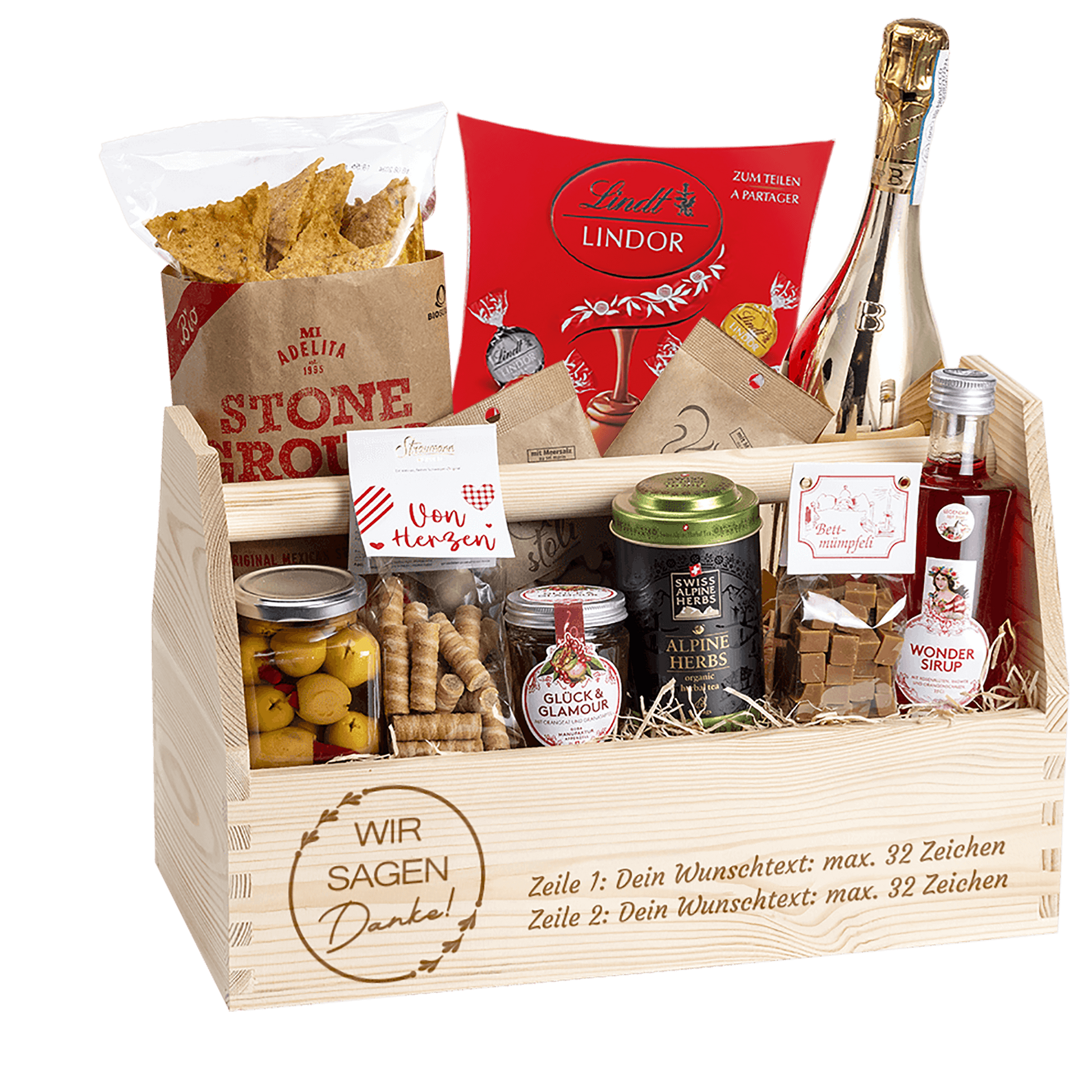 Geschenkkorb mit Motiv wir sagen Danke 