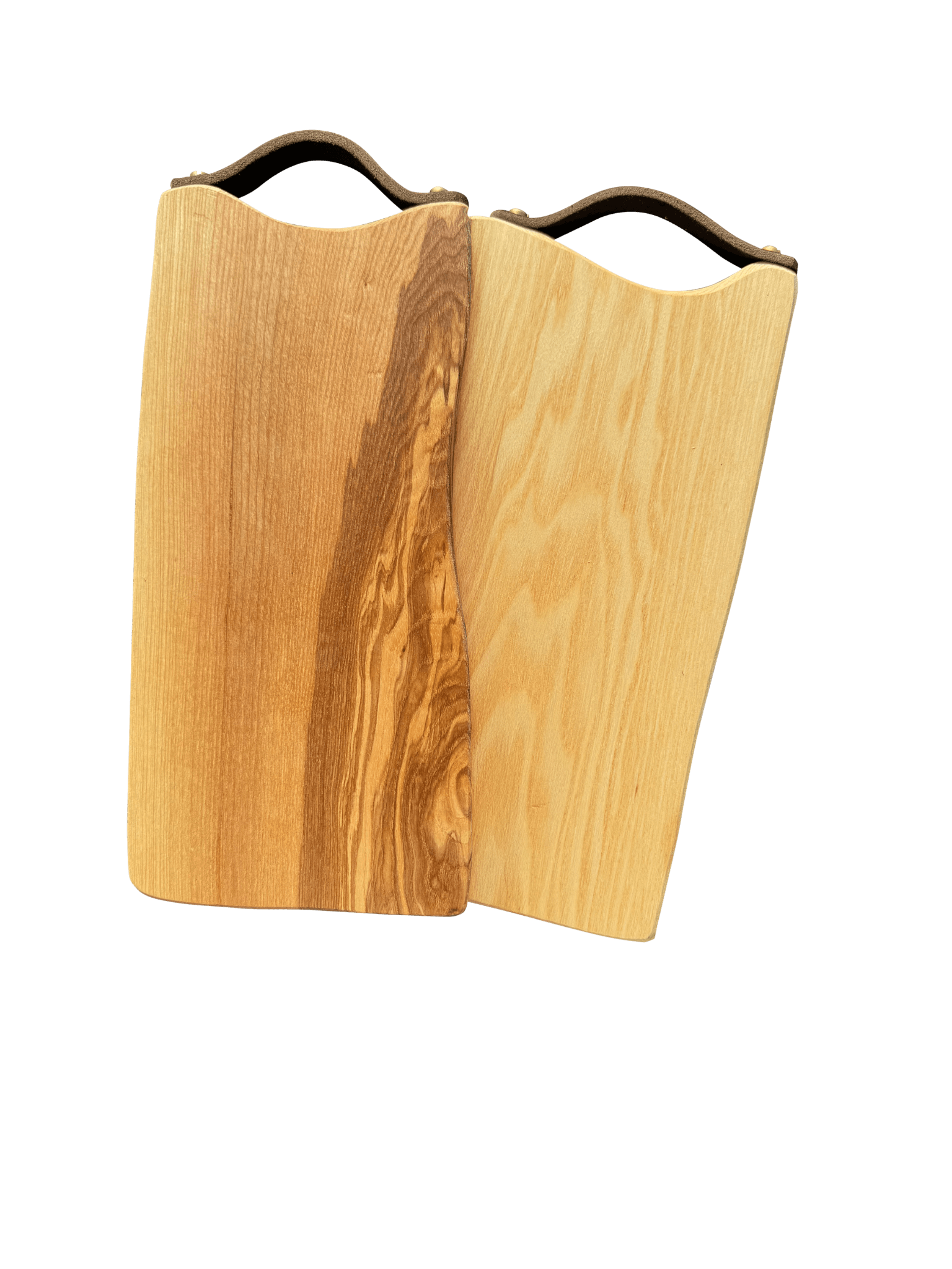 Schneidebrett Esche mit Baumkante und Ledergriff  34 x 14 x 2 cm (Preis inkl. Gravur)