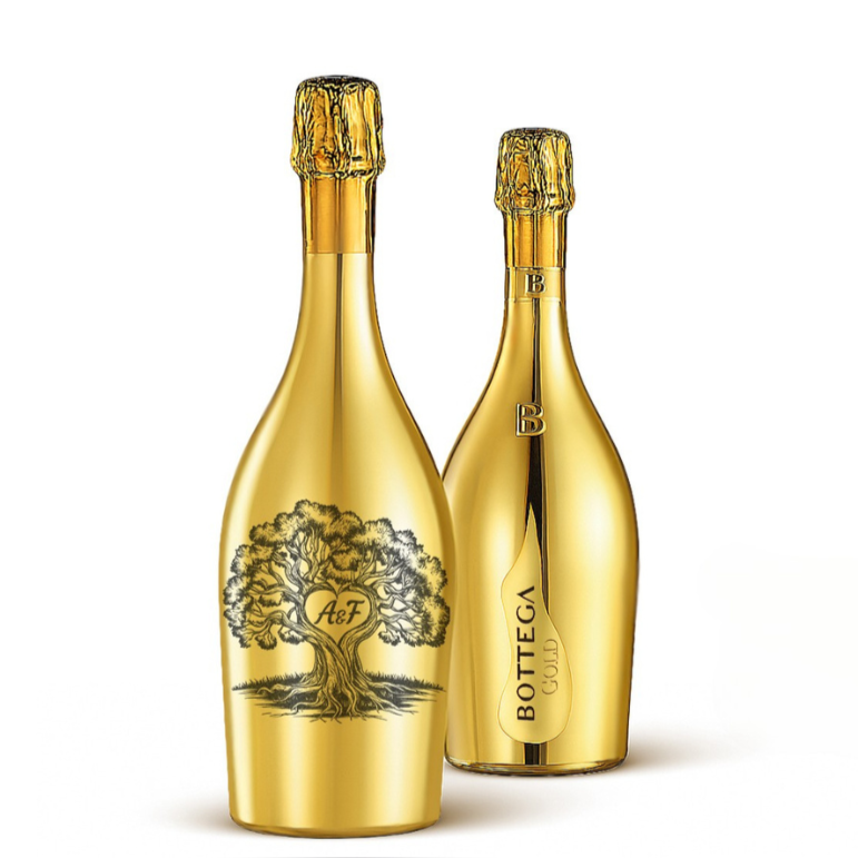 Prosecco Gold graviert Lebensbaum 