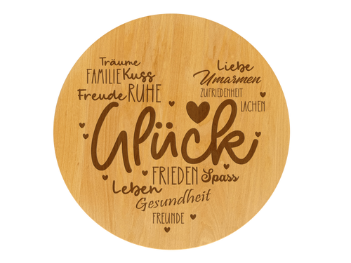 Drehteller graviert Glück