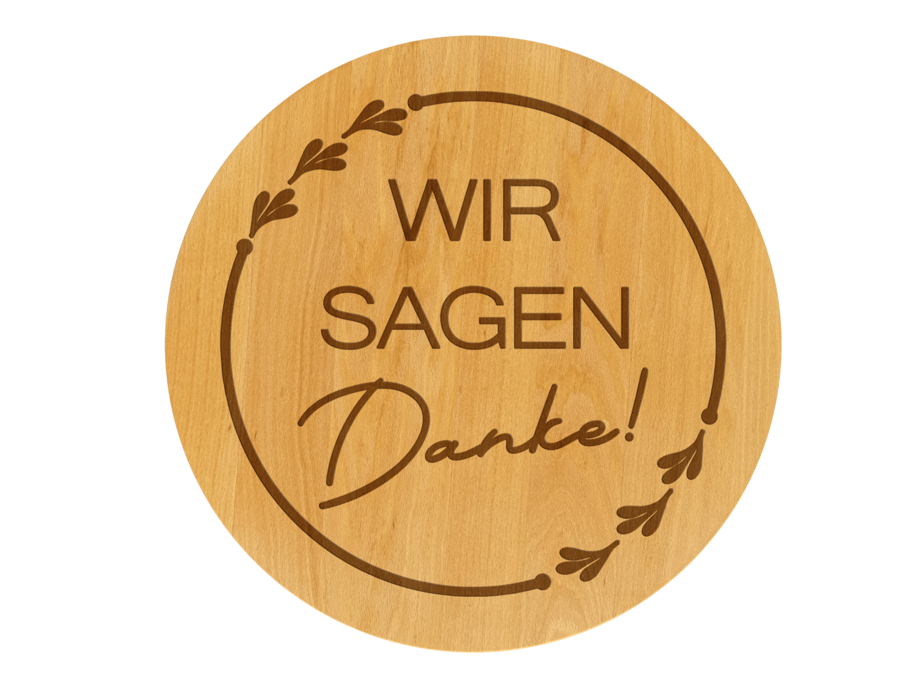 Drehteller graviert wir sagen Danke