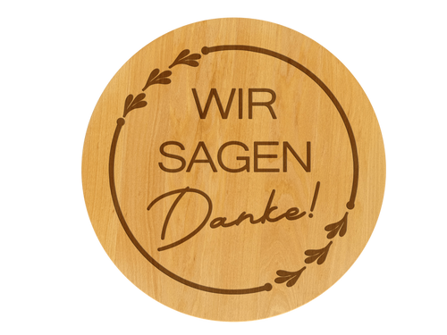 Drehteller graviert wir sagen Danke