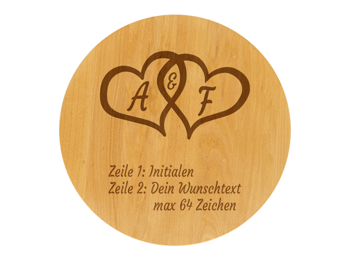 Drehteller graviert mit Herzen und Initialen