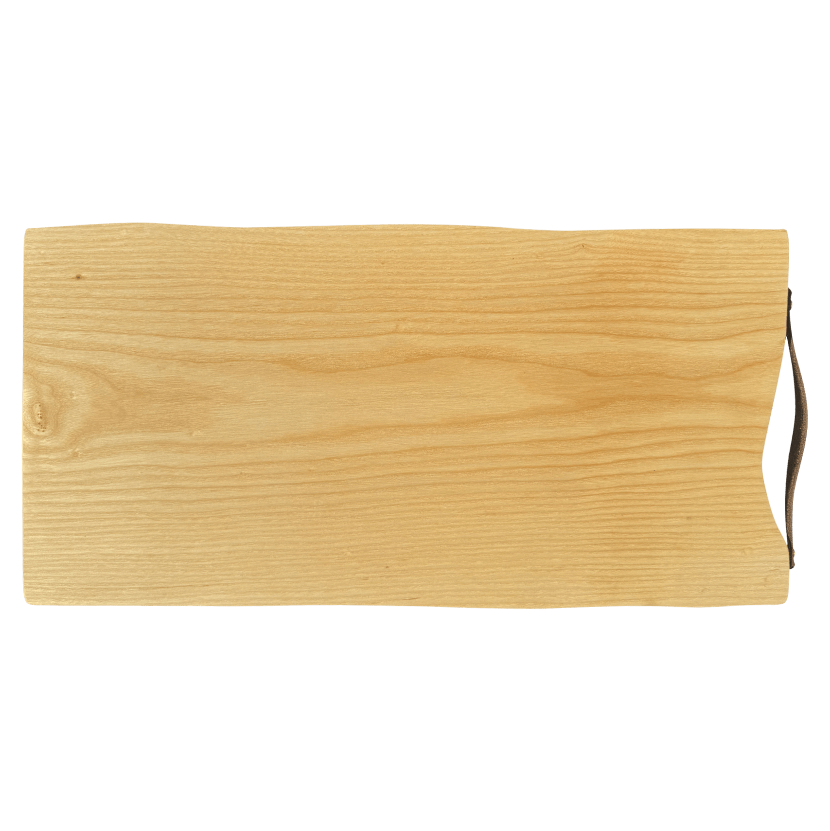 Schneidebrett Esche mit Baumkante und Ledergriff  50 x 24 x 2 cm (Preis inkl. Gravur)