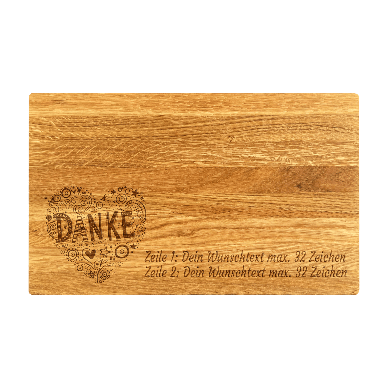 Schneidebrett Eiche geölt 30 x 18 x 1.5 cm (Preis inkl. Gravur)