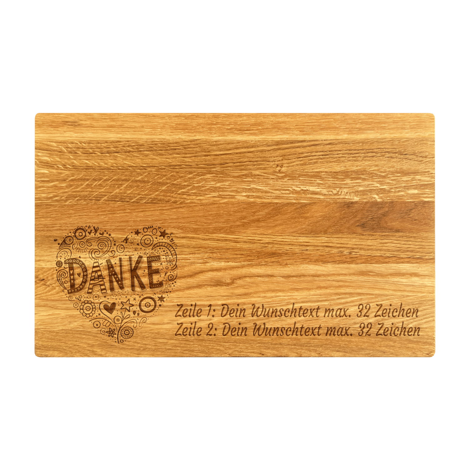 Schneidebrett Eiche geölt 30 x 18 x 1.5 cm (Preis inkl. Gravur)