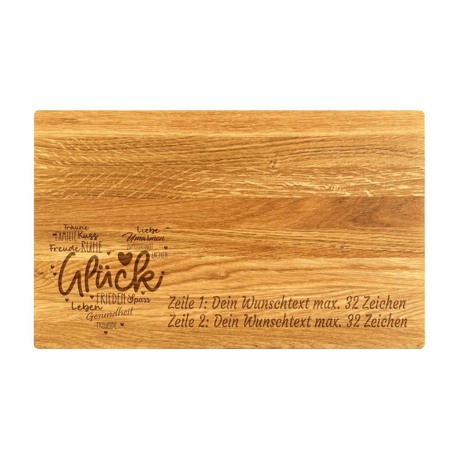 Schneidebrett Eiche geölt 30 x 18 x 1.5 cm (Preis inkl. Gravur)