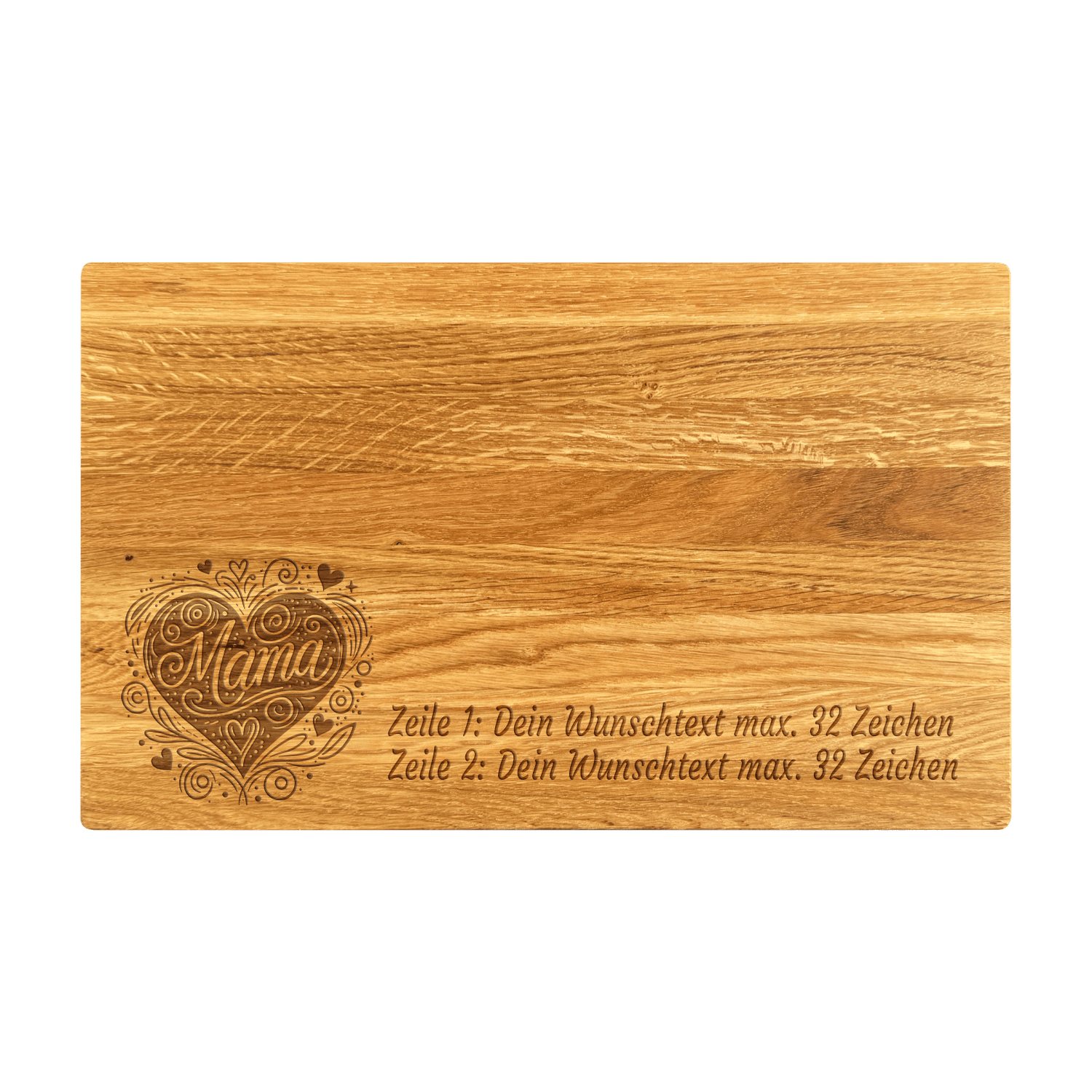 Schneidebrett Eiche geölt 30 x 18 x 1.5 cm (Preis inkl. Gravur)