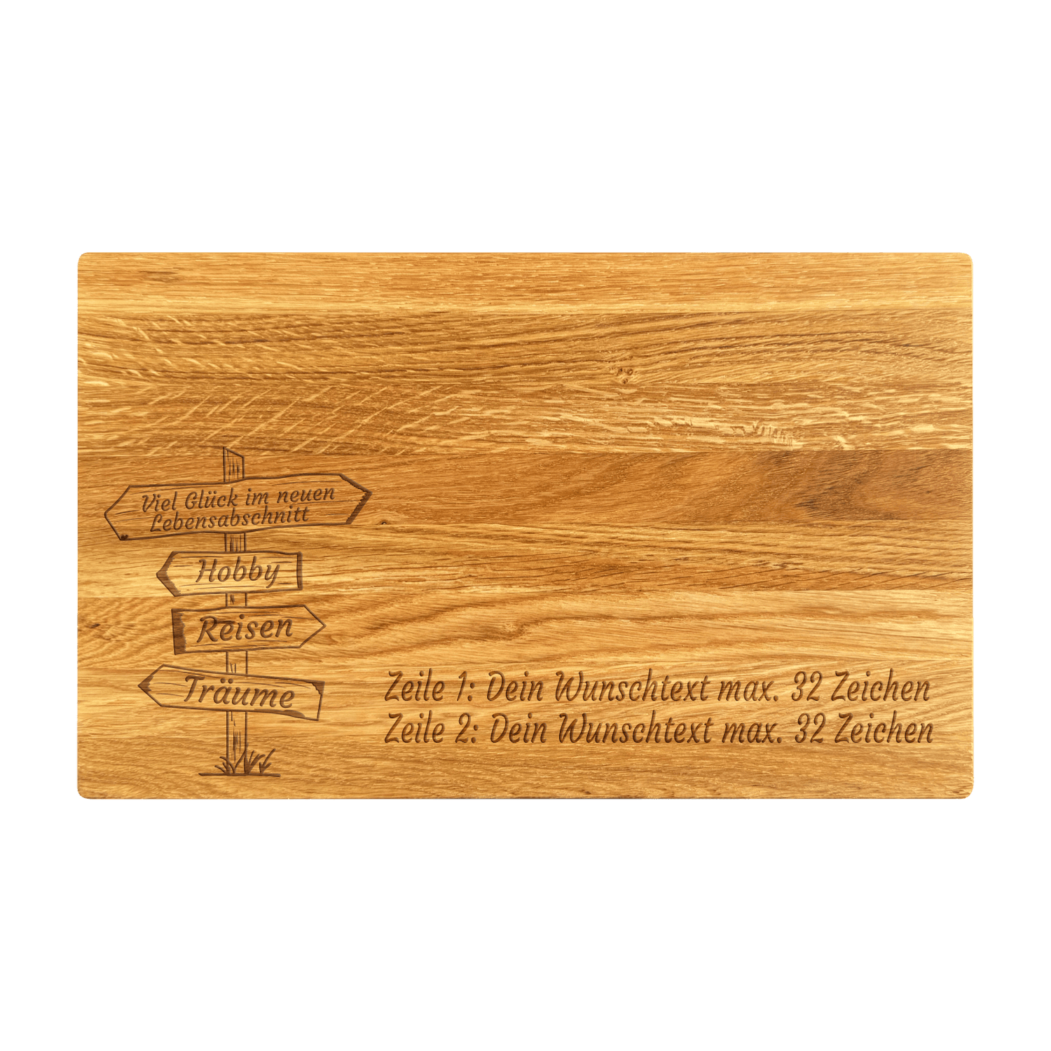 Schneidebrett Eiche geölt 30 x 18 x 1.5 cm (Preis inkl. Gravur)