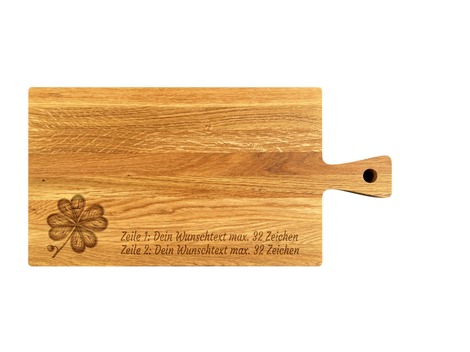 Schneidebrett mit Griff aus Eiche geölt 40 x 20 x 2 cm (Preis inkl. Gravur)