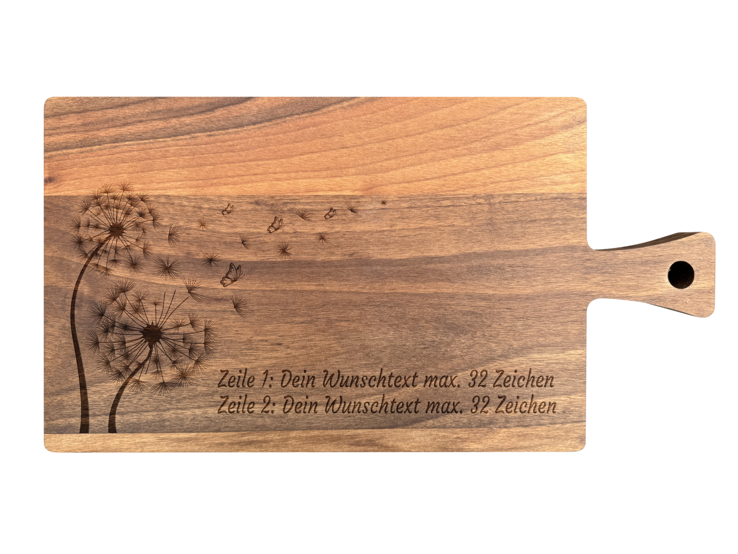 Schneidebrett Nussbaum geölt mit Griff  40 x 20 x 2 cm (Preis inkl. Gravur)