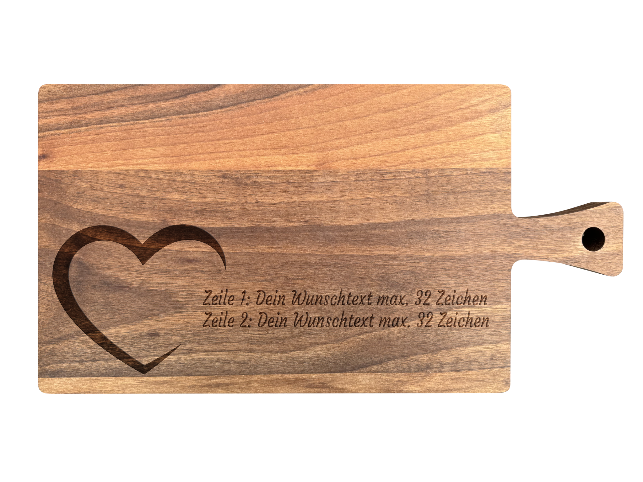 Schneidebrett Nussbaum geölt mit Griff  40 x 20 x 2 cm (Preis inkl. Gravur)