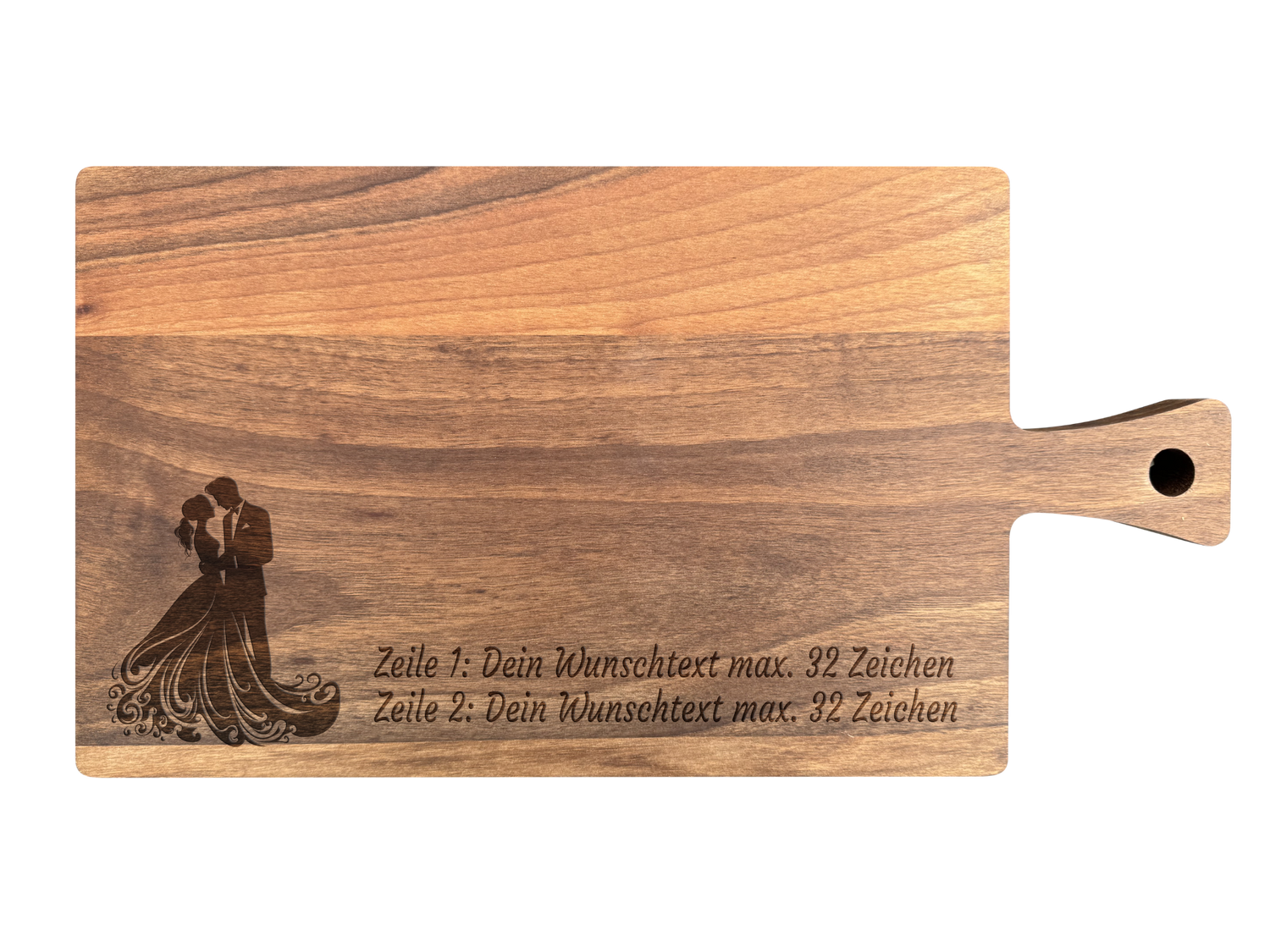 Schneidebrett Nussbaum geölt mit Griff  40 x 20 x 2 cm (Preis inkl. Gravur)