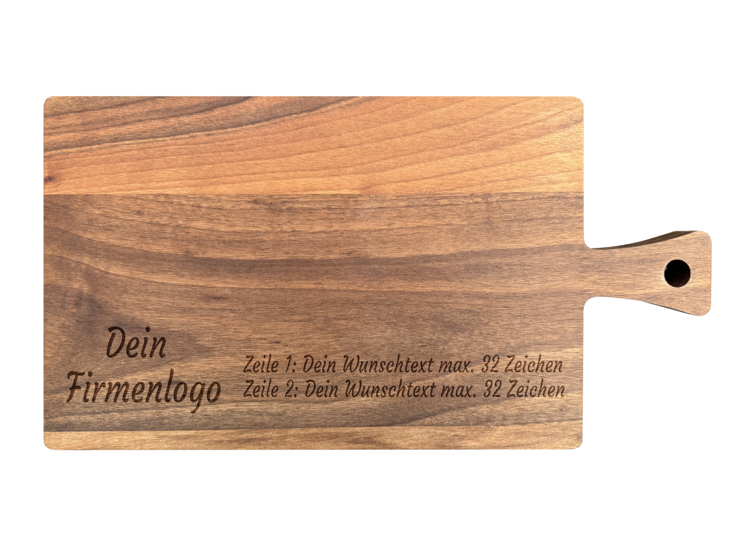 Schneidebrett Nussbaum geölt mit Griff  40 x 20 x 2 cm (Preis inkl. Gravur)