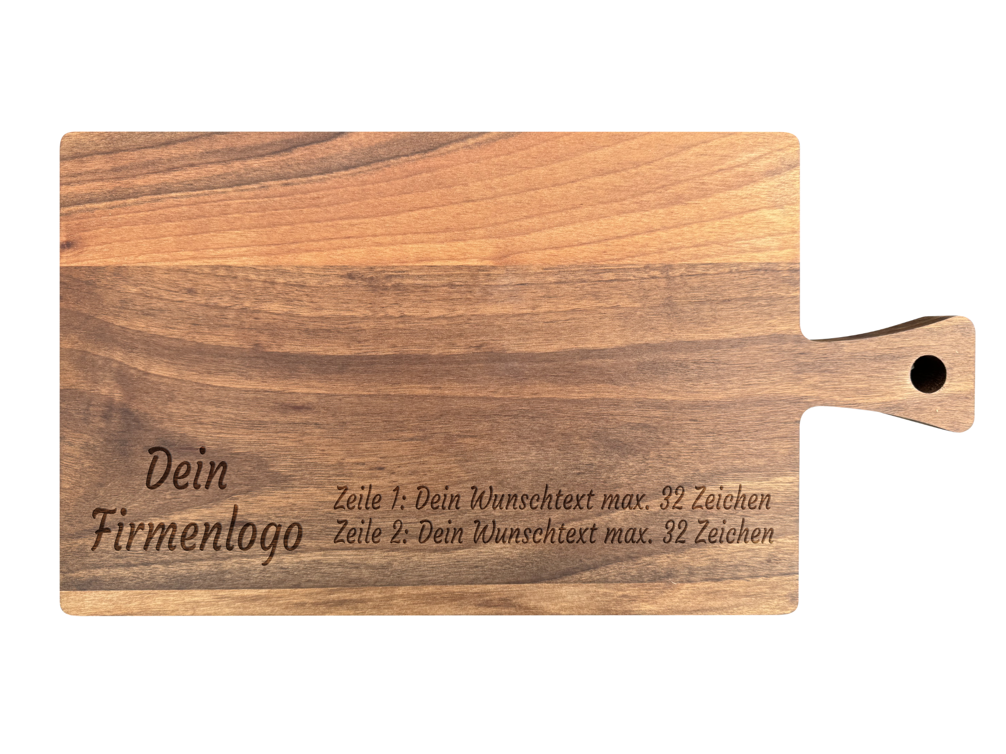 Schneidebrett Nussbaum geölt mit Griff  40 x 20 x 2 cm (Preis inkl. Gravur)