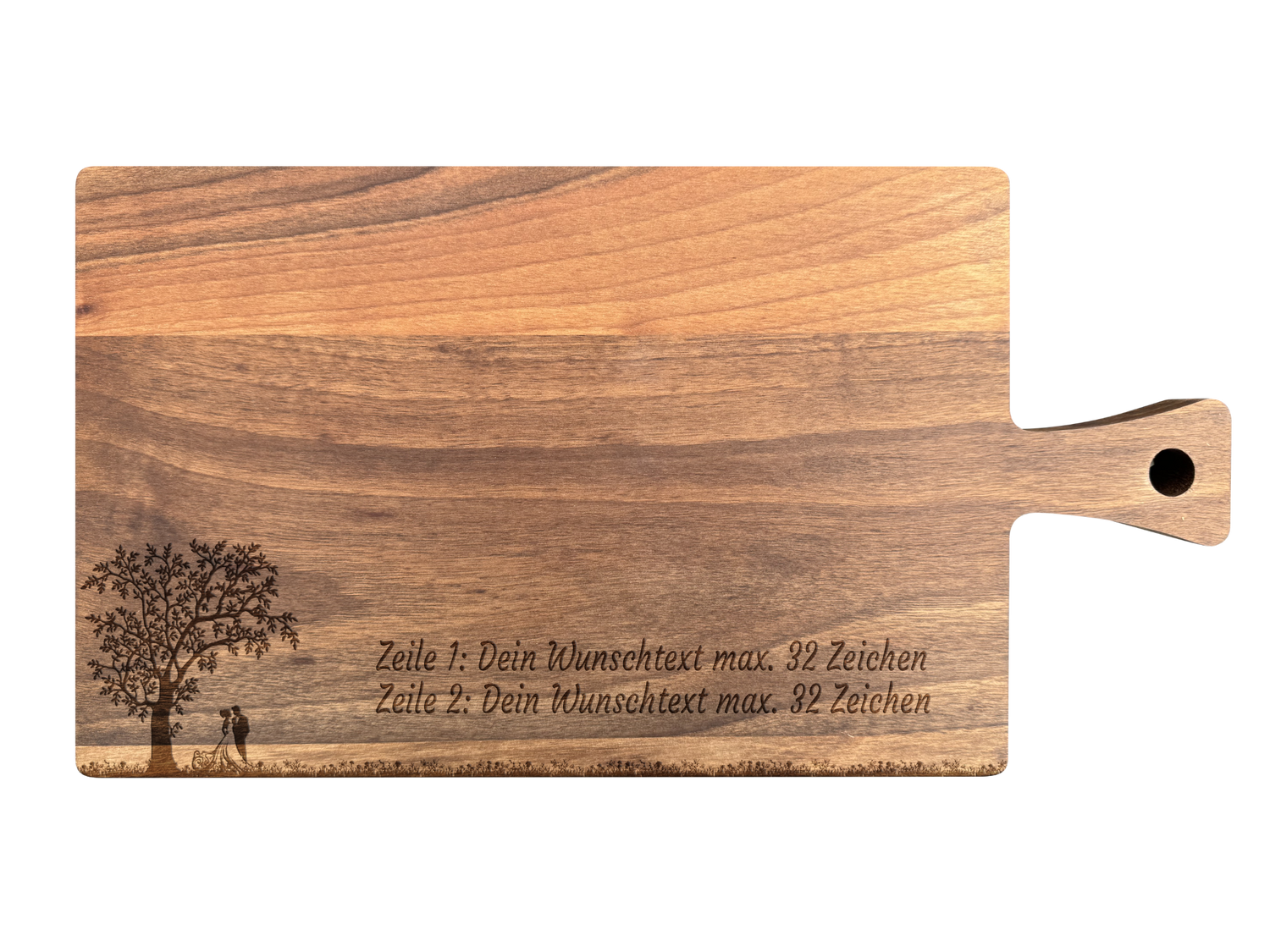 Schneidebrett Nussbaum geölt mit Griff  40 x 20 x 2 cm (Preis inkl. Gravur)