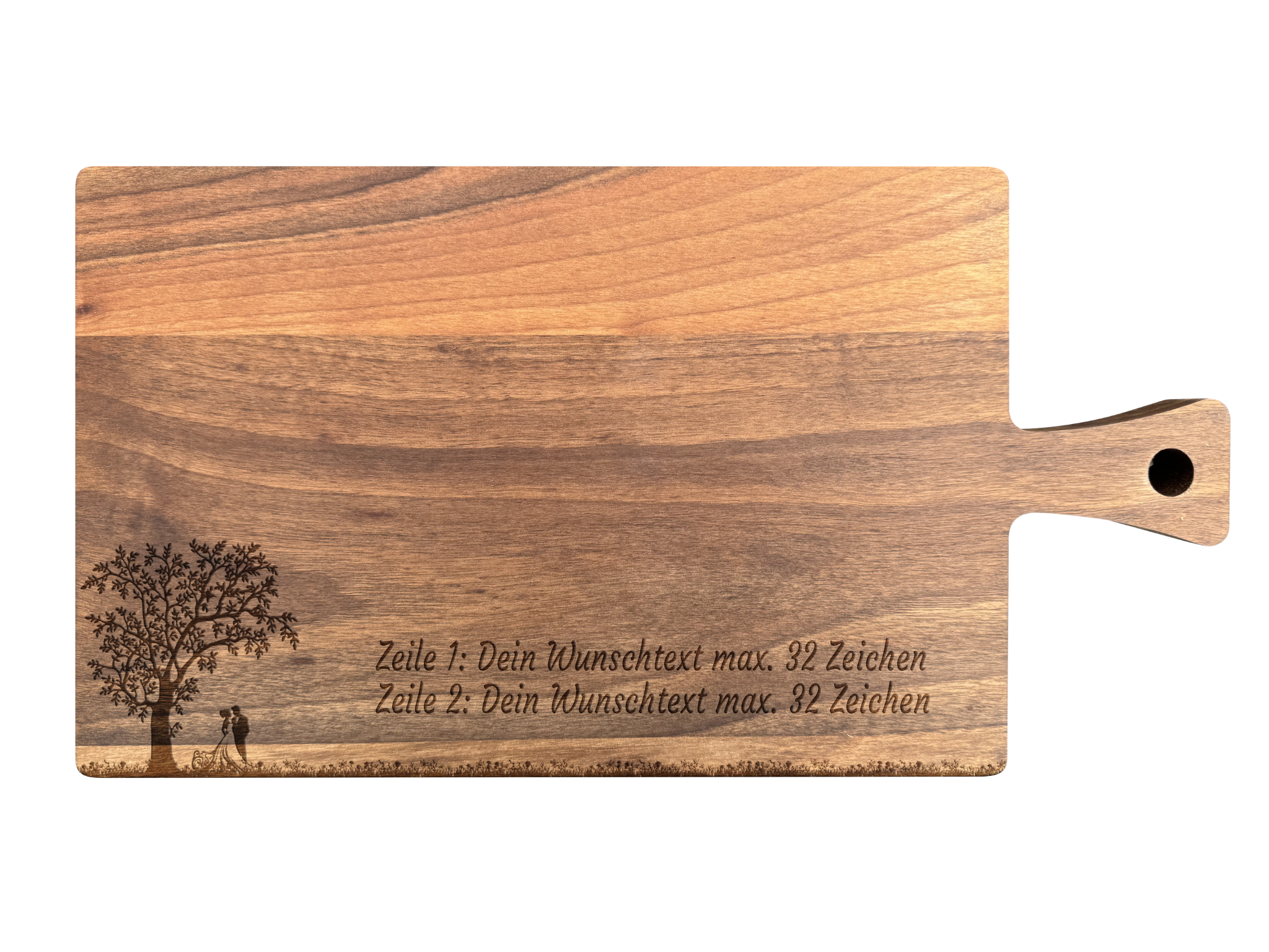 Schneidebrett Nussbaum geölt mit Griff  40 x 20 x 2 cm (Preis inkl. Gravur)