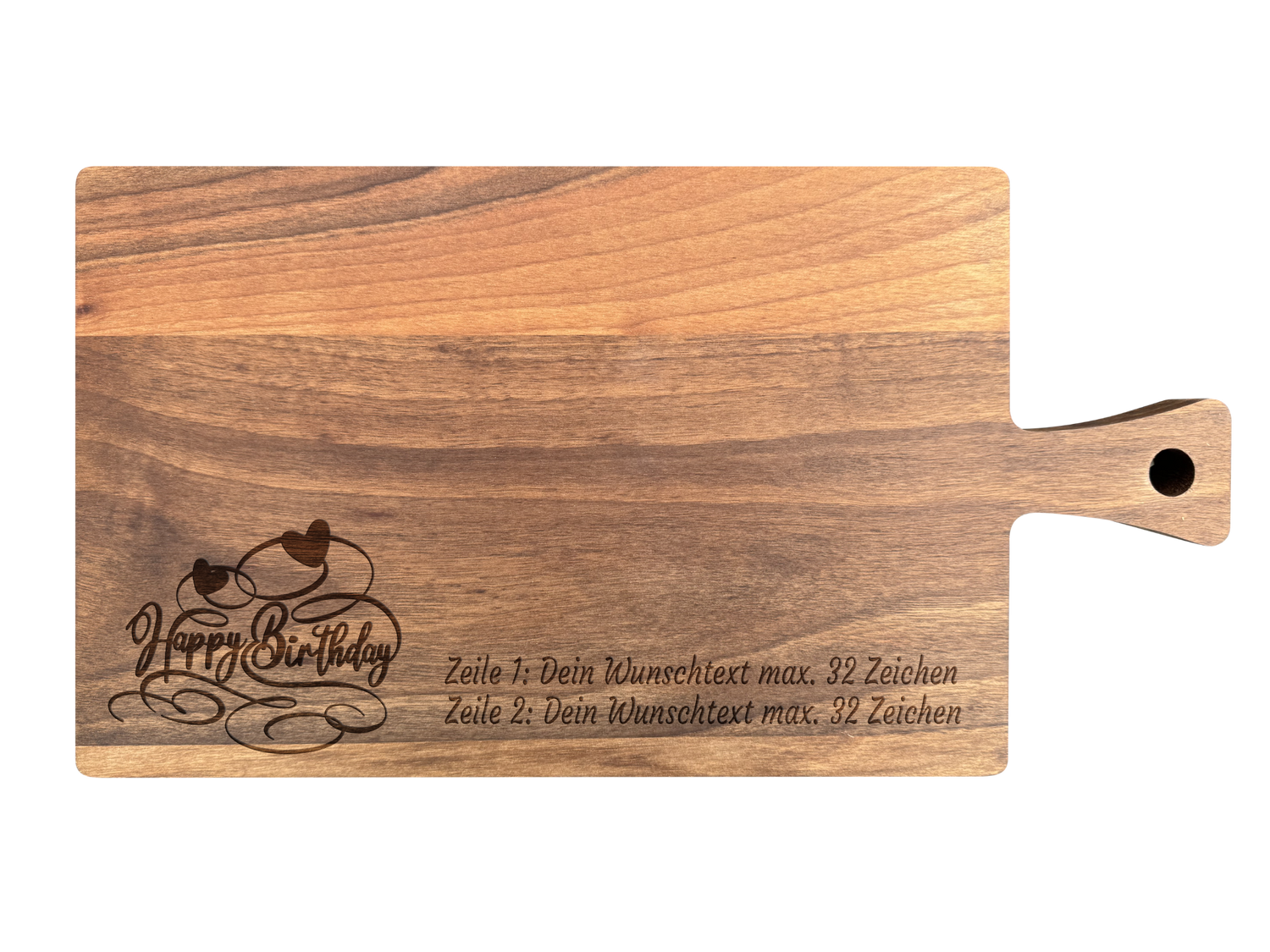 Schneidebrett Nussbaum geölt mit Griff  40 x 20 x 2 cm (Preis inkl. Gravur)