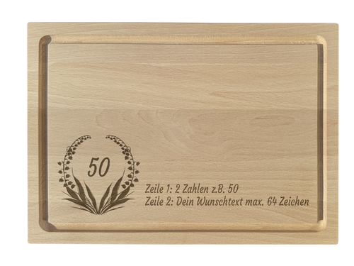 Schneidebrett Buche graviert mit Maienriesli