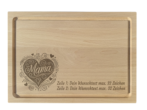 Schneidebrett Buche graviert mit Mama
