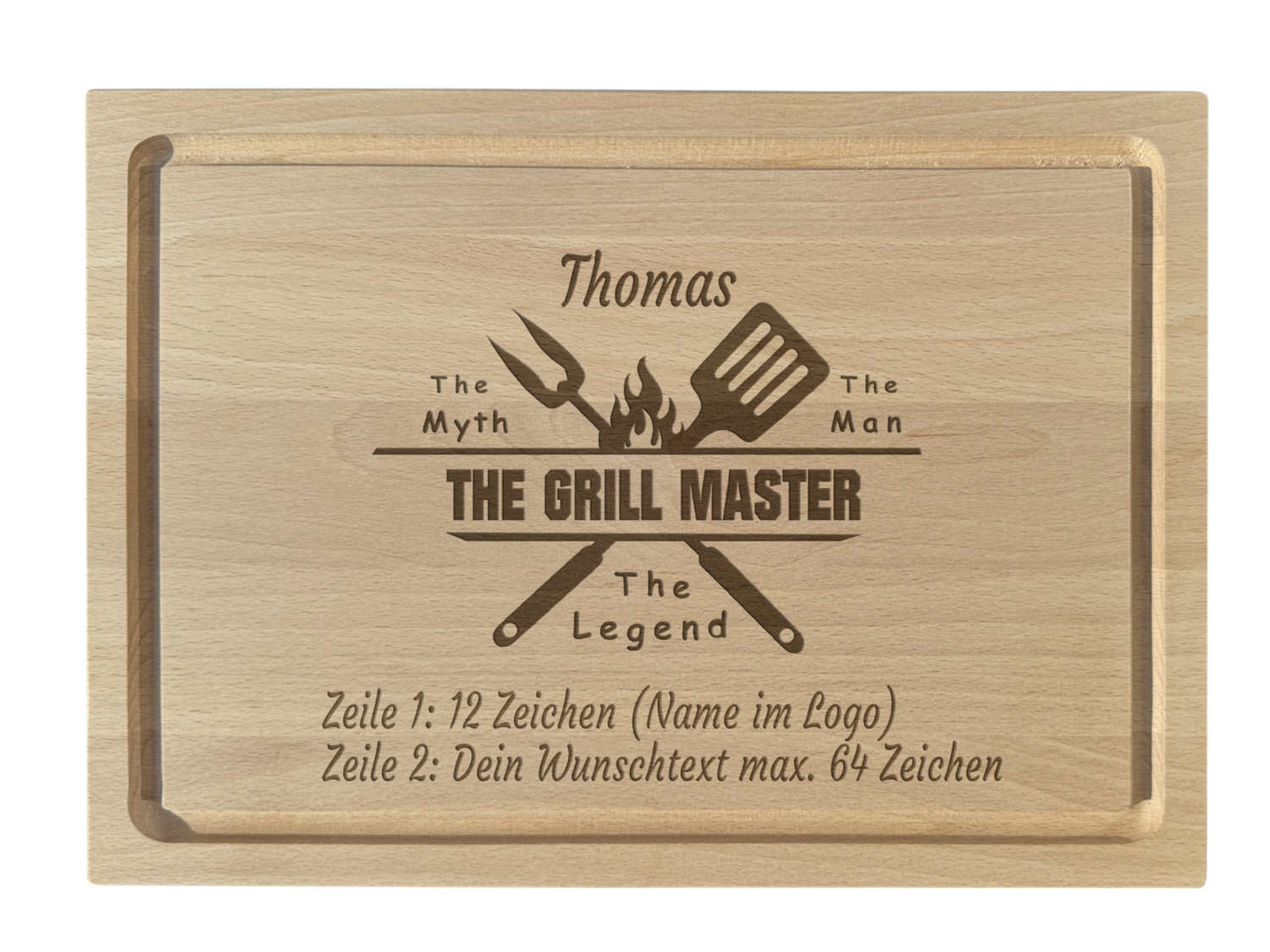 Schneidebrett Buche graviert The Grill Master