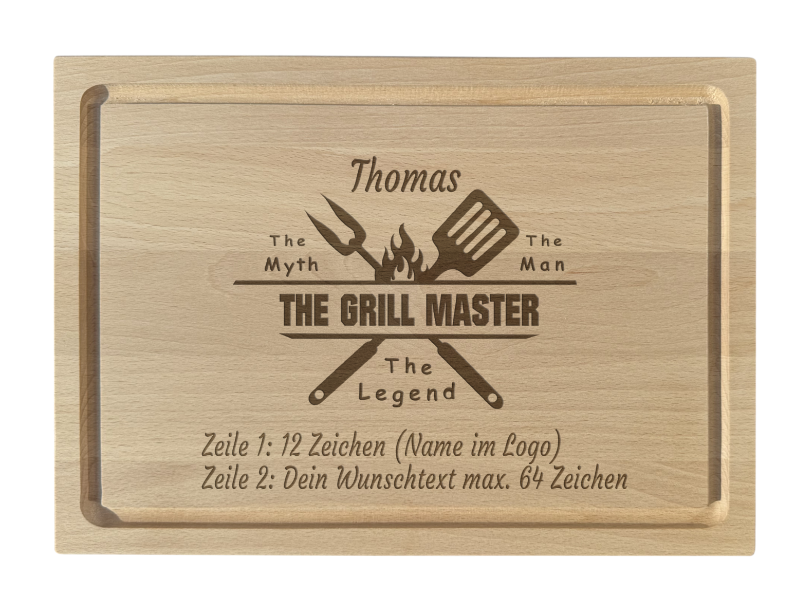 Schneidebrett Buche graviert The Grill Master