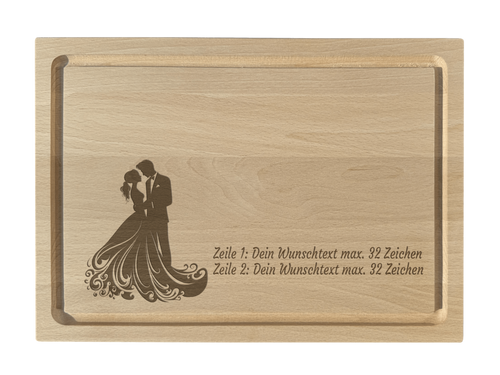 Schneidebrett Buche graviert mit Hochzeitspaar