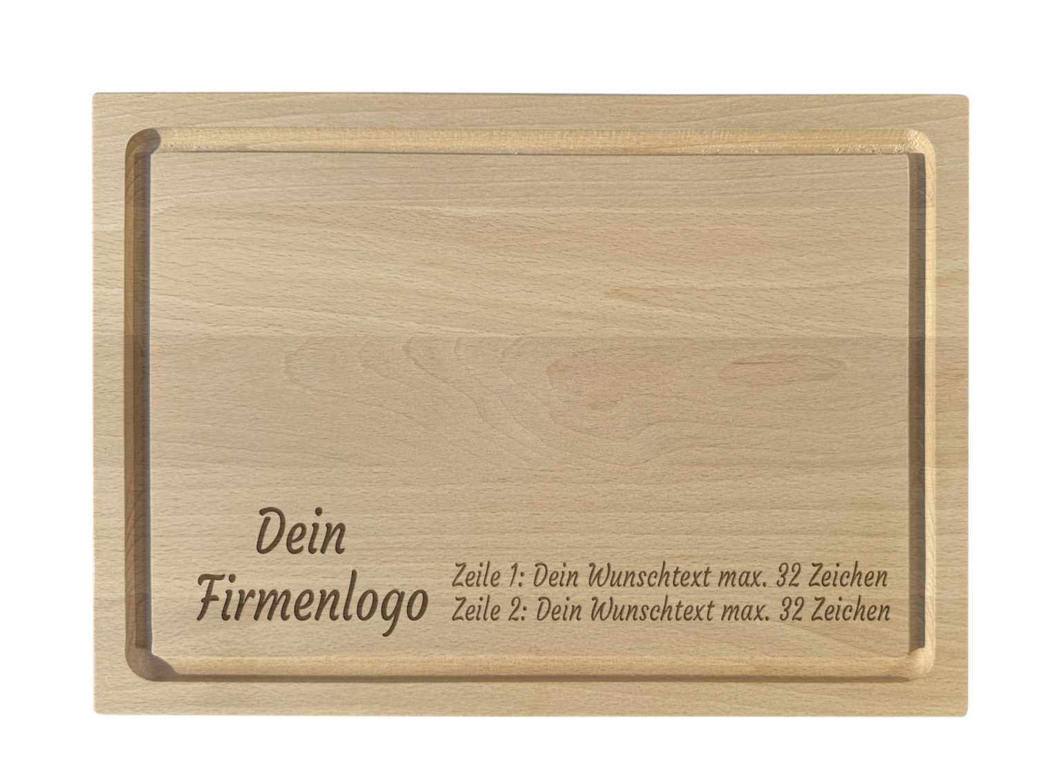 Schneidebrett Buche graviert mit Firmenlogo