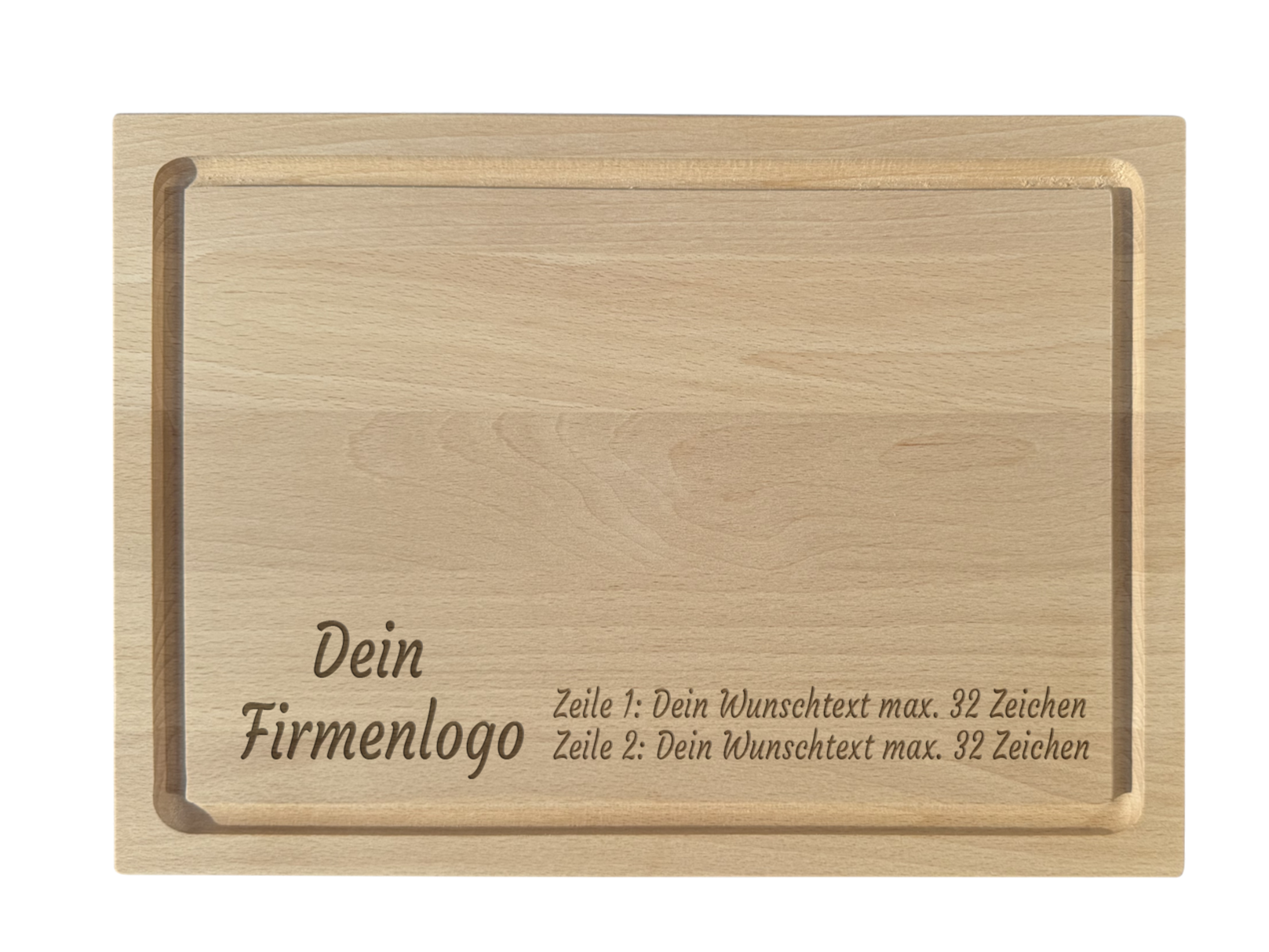 Schneidebrett Buche graviert mit Firmenlogo