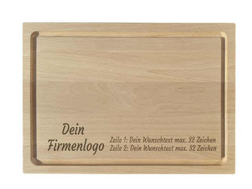 Schneidebrett Buche graviert mit Firmenlogo