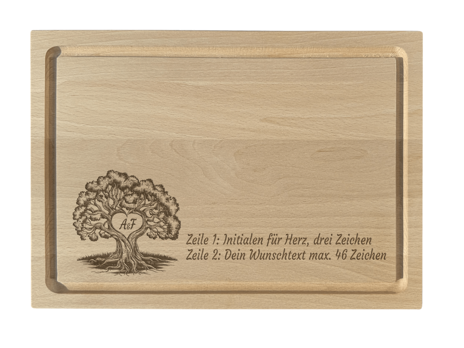 Buche Schneidbrett graviert mit Lebensbaum