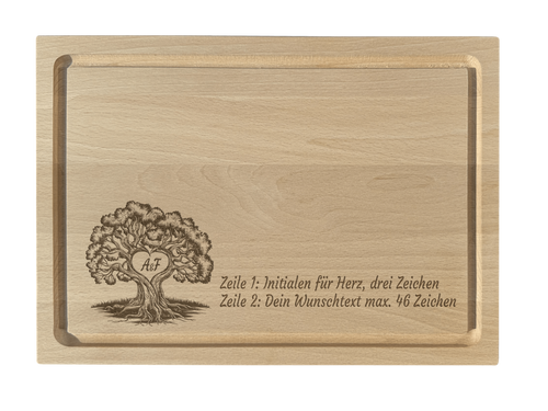Buche Schneidbrett graviert mit Lebensbaum
