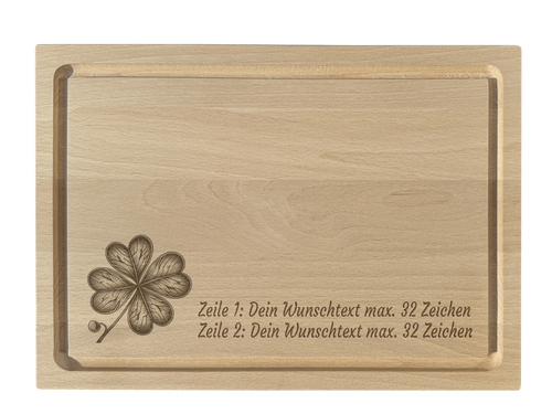 Buche Schneidebrett graviert mit Kleeblatt