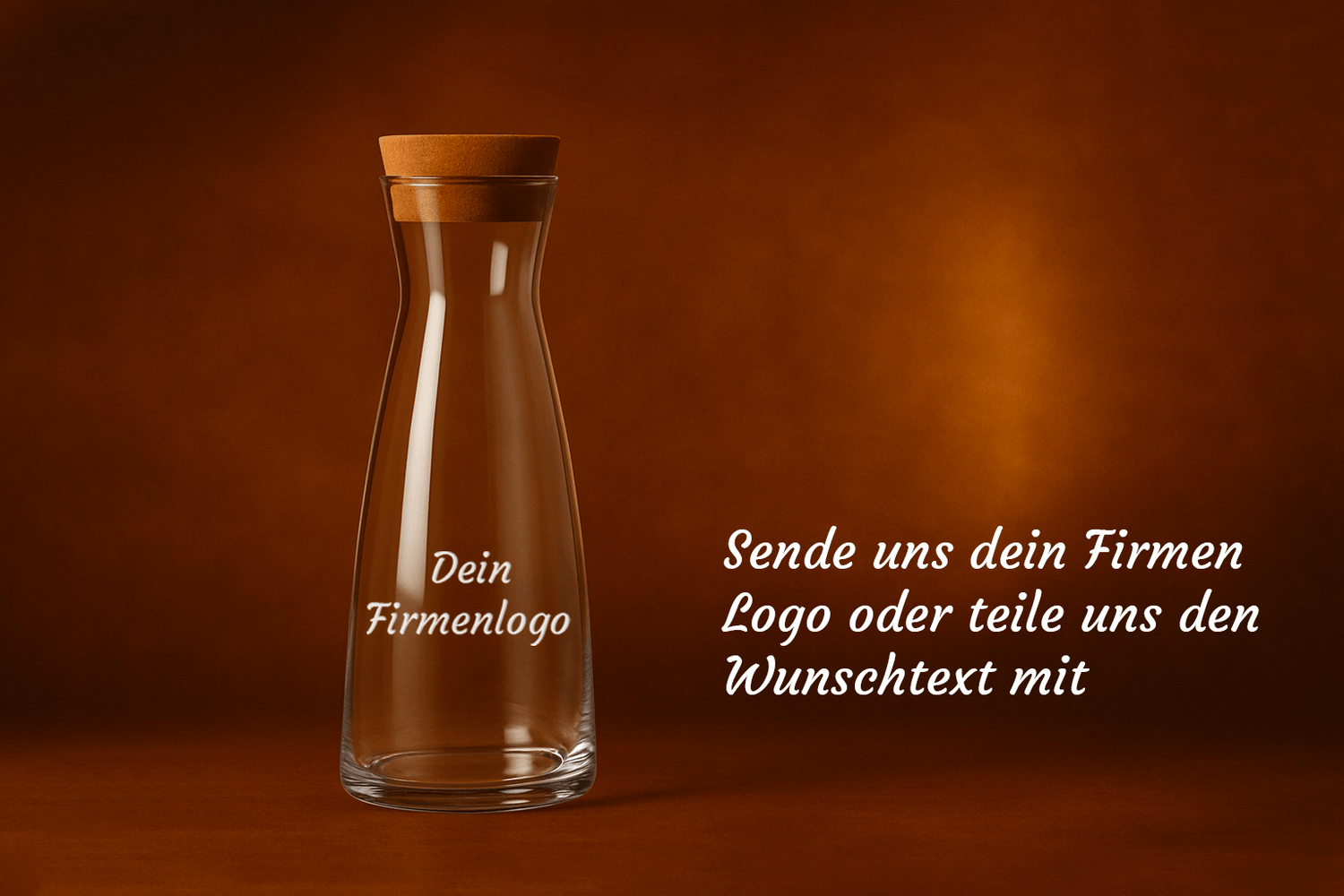 Bormioli Luigi Wasser Karaffe Ypsilon mit Kork-Deckel 1 lt. Höhe 25 cm (Preis inkl. Gravur)