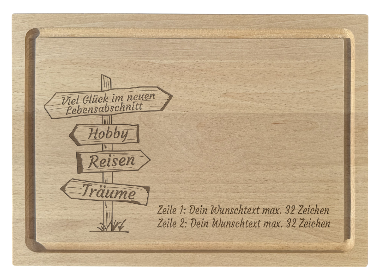 Schneidebrett Buche Gravur "Pension"